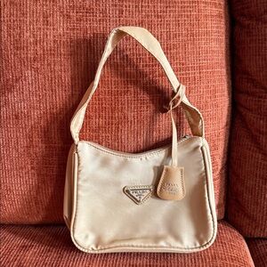 Tan Satin Shoulder Bag